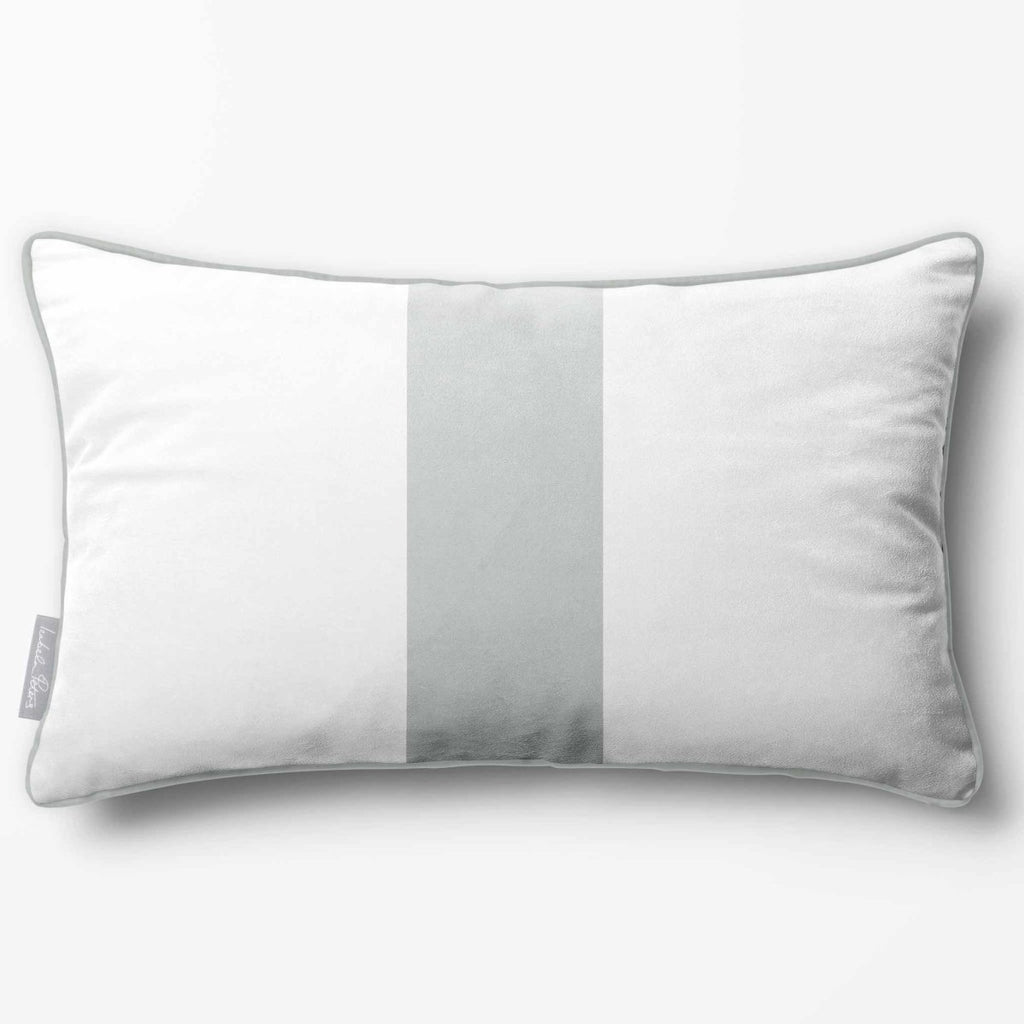 1 Stripe with Piping | Sustainable Velvet Rectangle Cushion - Storm Grey 50 x 30 cm by Izabela Peters
