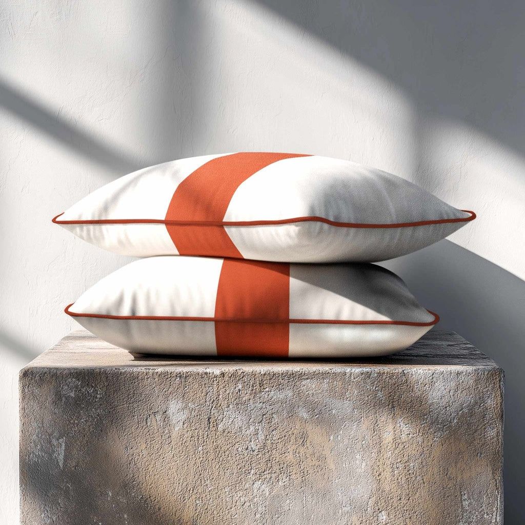 1 Stripe with Piping | Sustainable Velvet Rectangle Cushion - Burnt Ochre 50 x 30 cm by Izabela Peters