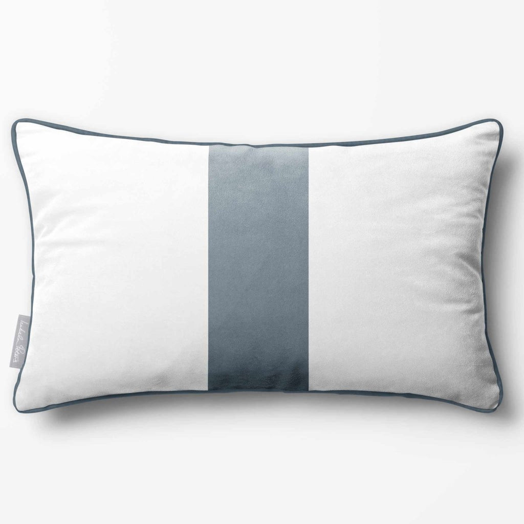 1 Stripe with Piping | Sustainable Velvet Rectangle Cushion - French Grey 50 x 30 cm by Izabela Peters