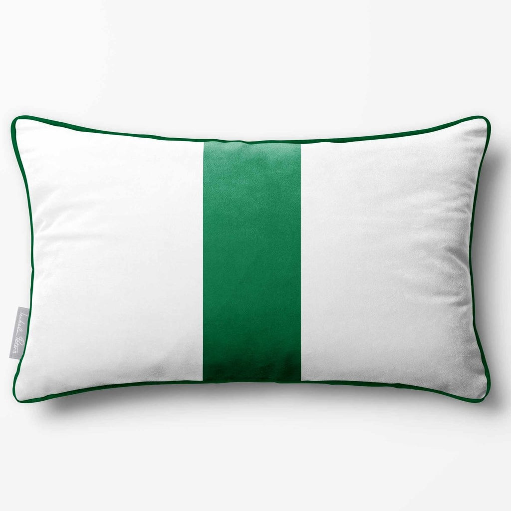 1 Stripe with Piping | Sustainable Velvet Rectangle Cushion - Emerald Green 50 x 30 cm by Izabela Peters