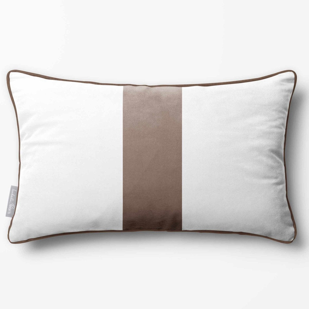 1 Stripe with Piping | Sustainable Velvet Rectangle Cushion - Dovedale Stone 50 x 30 cm by Izabela Peters