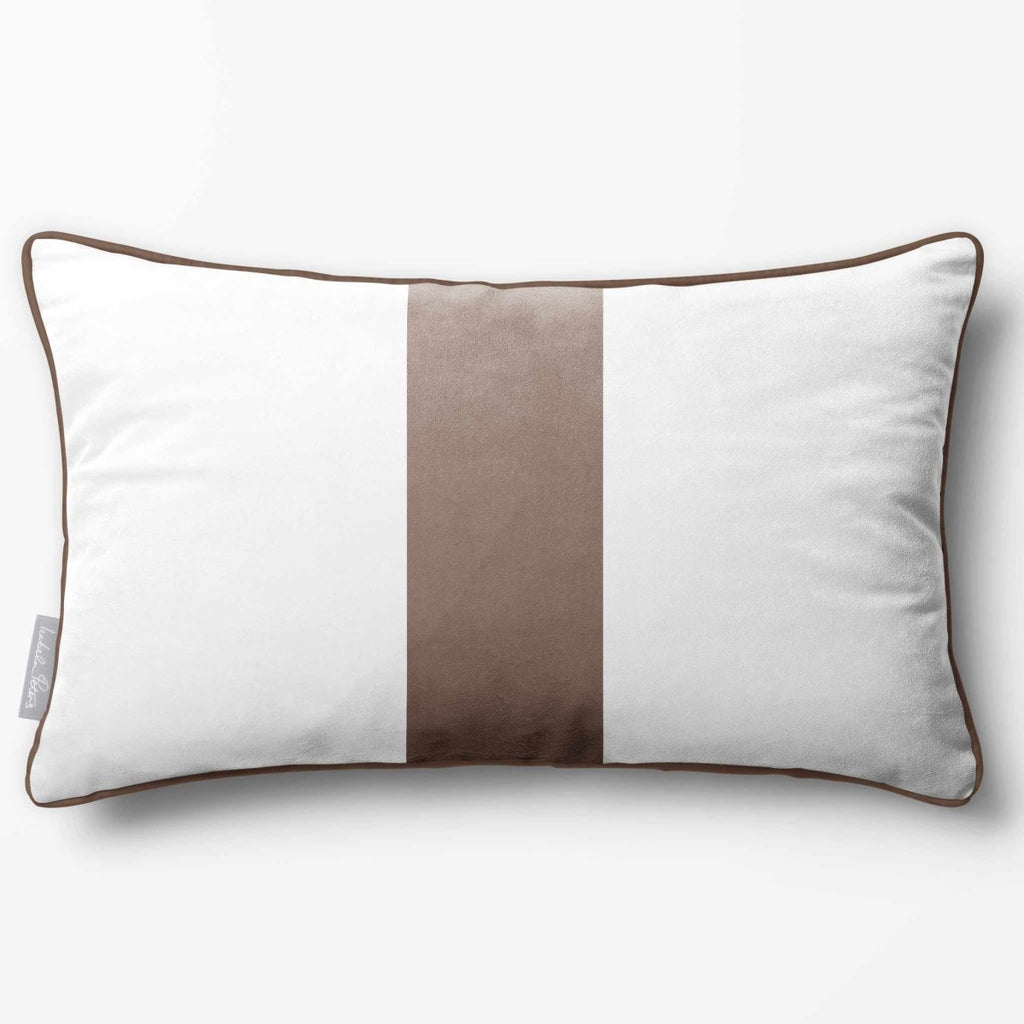 1 Stripe with Piping | Sustainable Velvet Rectangle Cushion - Dovedale Stone 50 x 30 cm by Izabela Peters