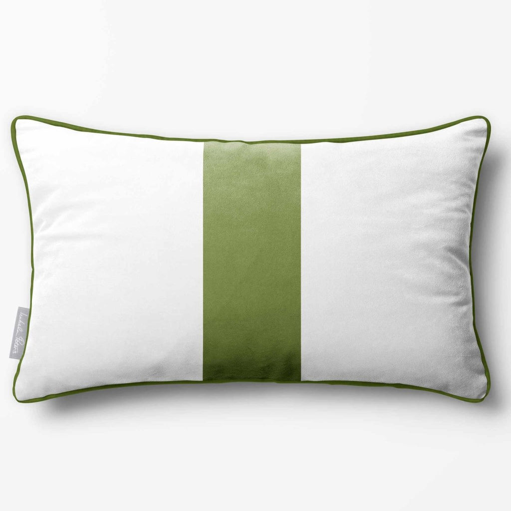 1 Stripe with Piping | Sustainable Velvet Rectangle Cushion - Sage 50 x 30 cm by Izabela Peters