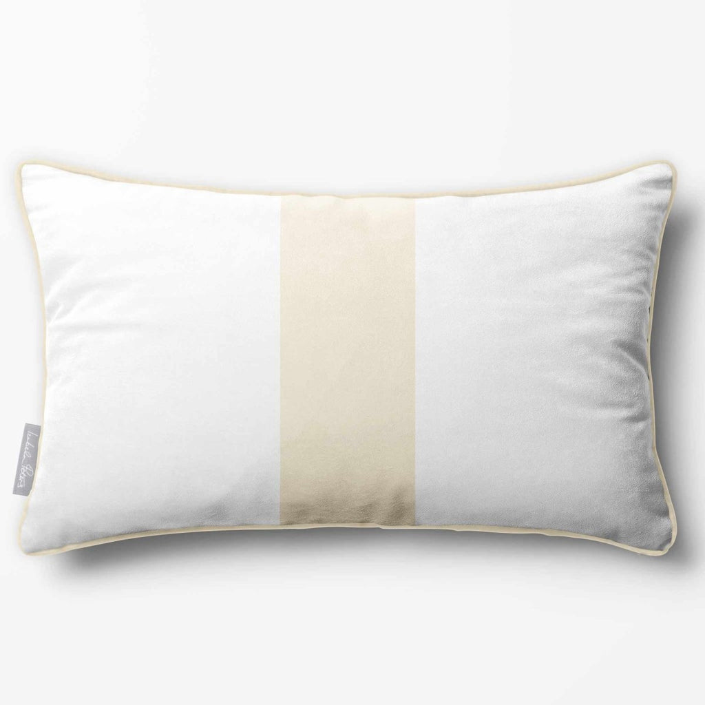 1 Stripe with Piping | Sustainable Velvet Rectangle Cushion - Ivory Cream 50 x 30 cm by Izabela Peters