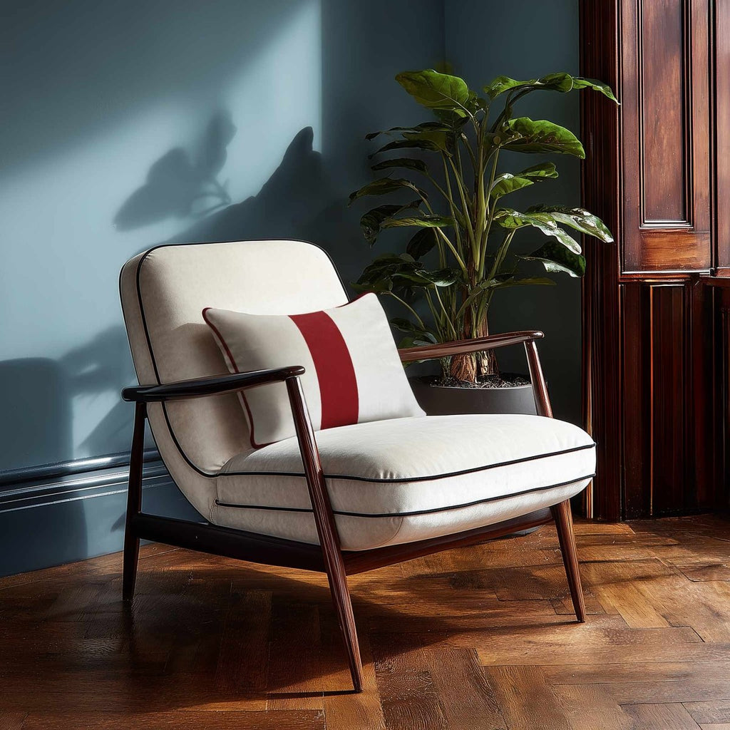 1 Stripe with Piping | Sustainable Velvet Rectangle Cushion - Crimson Muse 50 x 30 cm by Izabela Peters