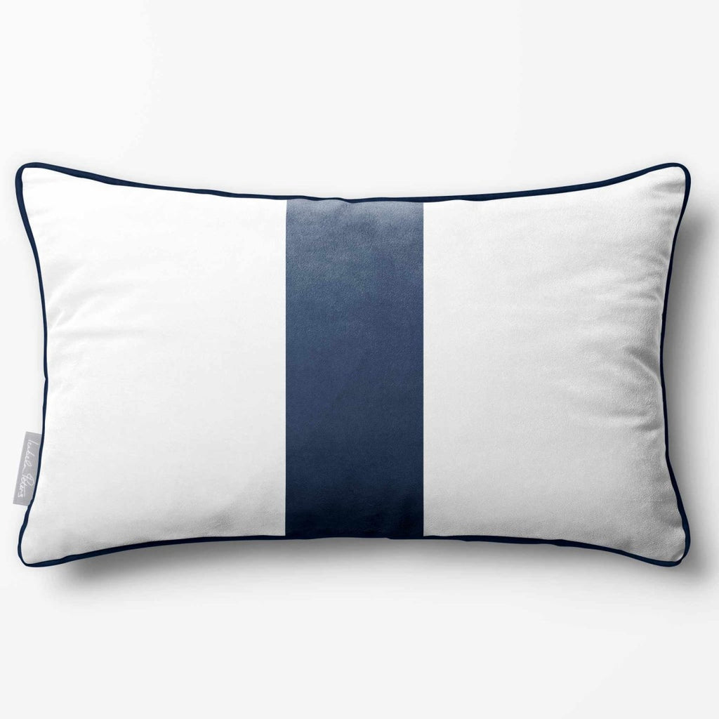1 Stripe with Piping | Sustainable Velvet Rectangle Cushion - Midnight 50 x 30 cm by Izabela Peters