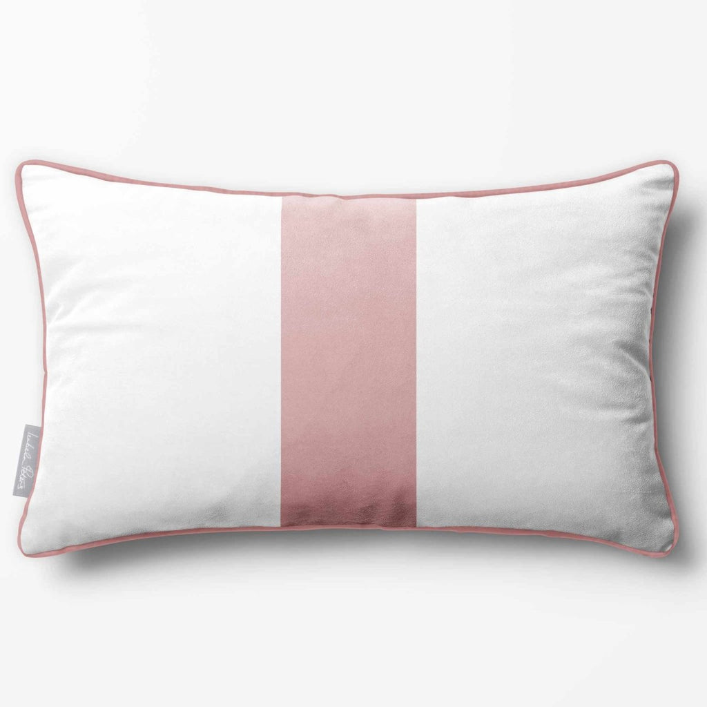 1 Stripe with Piping | Sustainable Velvet Rectangle Cushion - Rosewater 50 x 30 cm by Izabela Peters