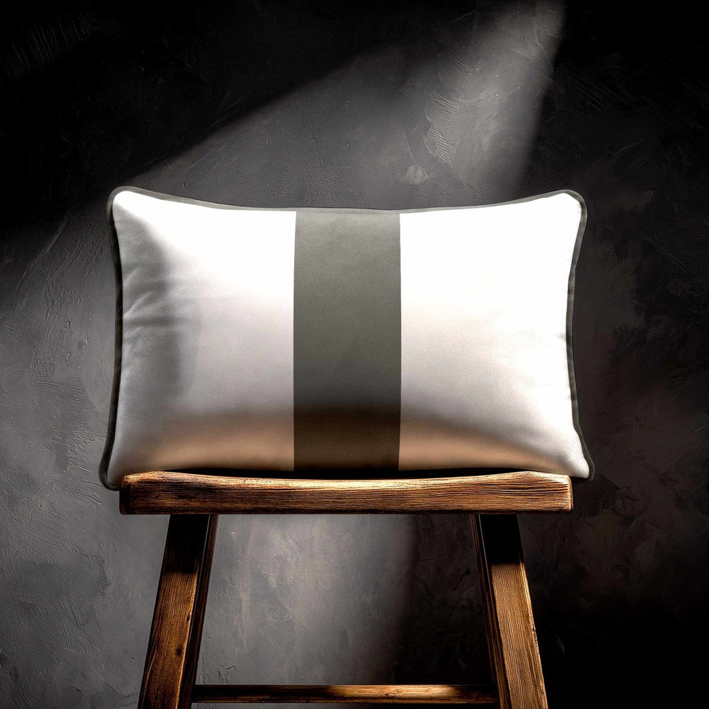 1 Stripe with Piping | Sustainable Velvet Rectangle Cushion - Beluga 50 x 30 cm by Izabela Peters