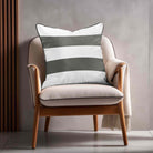 2 Stripes Horizontal | Sustainable Velvet Cushion with Piping - Beluga 40 x 40 cm by Izabela Peters