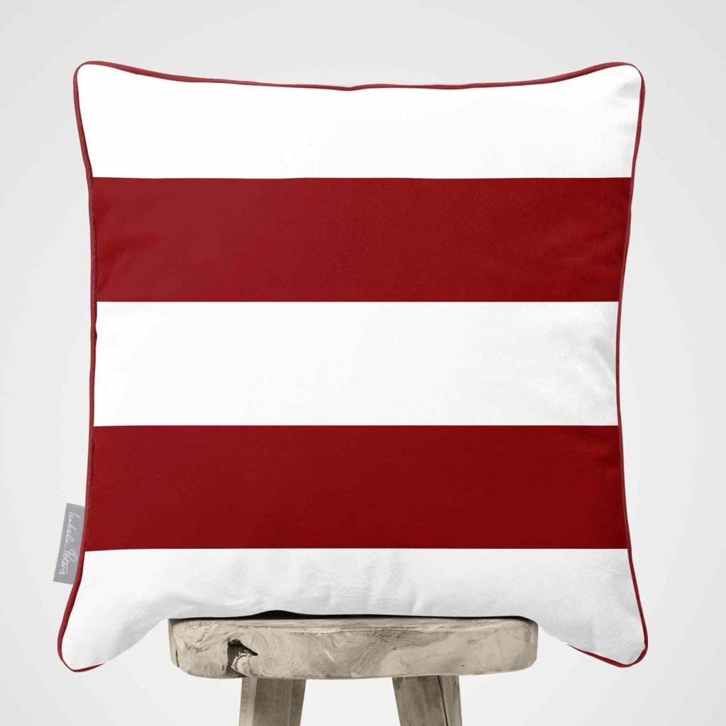 2 Stripes Horizontal | Sustainable Velvet Cushion with Piping - Crimson Muse 40 x 40 cm by Izabela Peters