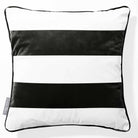 2 Stripes Horizontal | Sustainable Velvet Cushion with Piping - Charcoal 40 x 40 cm by Izabela Peters