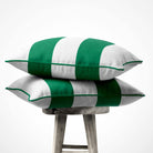 2 Stripes Horizontal | Sustainable Velvet Cushion with Piping - Emerald Green 40 x 40 cm by Izabela Peters