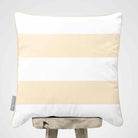 2 Stripes Horizontal | Sustainable Velvet Cushion with Piping - Ivory Cream 40 x 40 cm by Izabela Peters