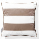 2 Stripes Horizontal | Sustainable Velvet Cushion with Piping - Dovedale Stone 40 x 40 cm by Izabela Peters
