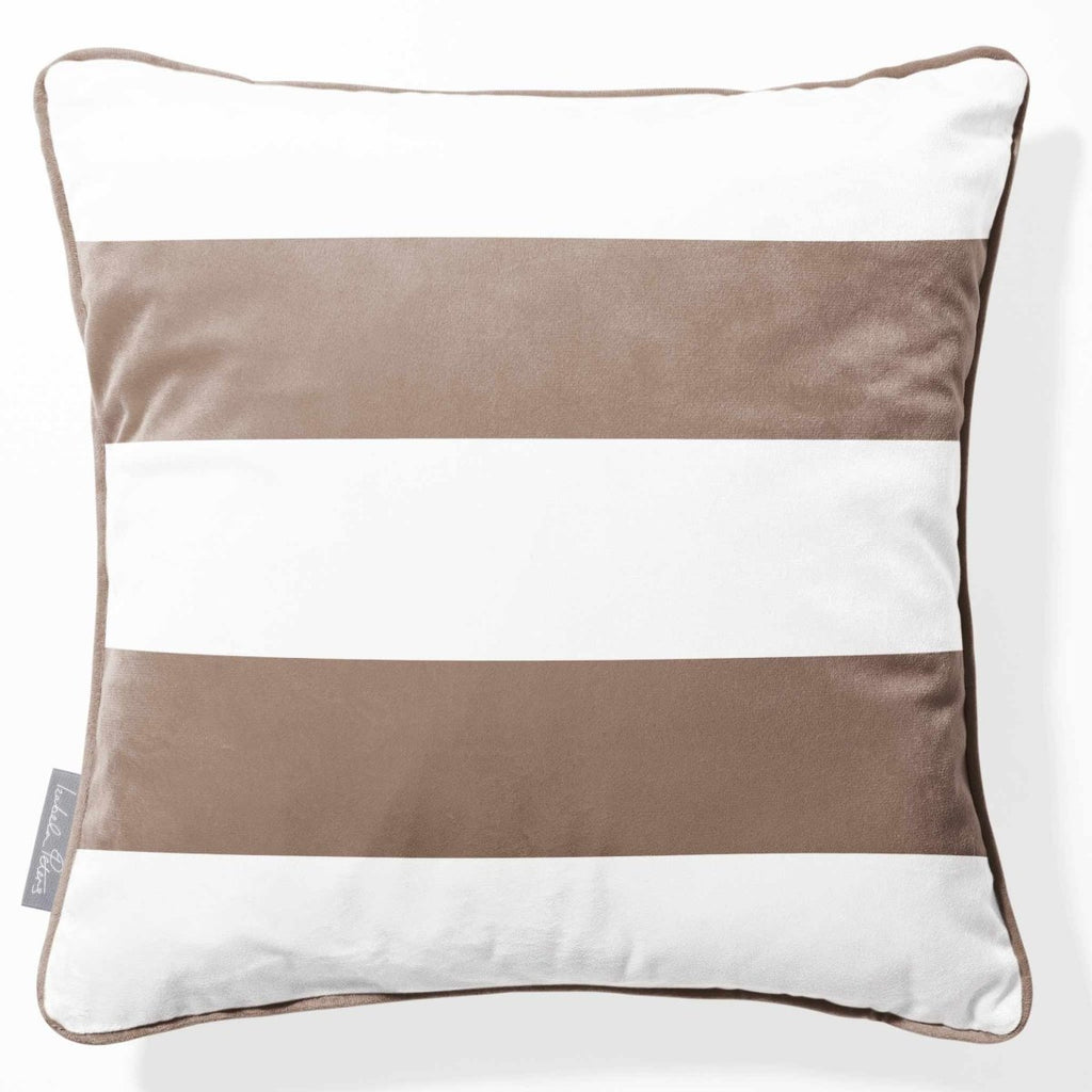 2 Stripes Horizontal | Sustainable Velvet Cushion with Piping - Dovedale Stone 40 x 40 cm by Izabela Peters