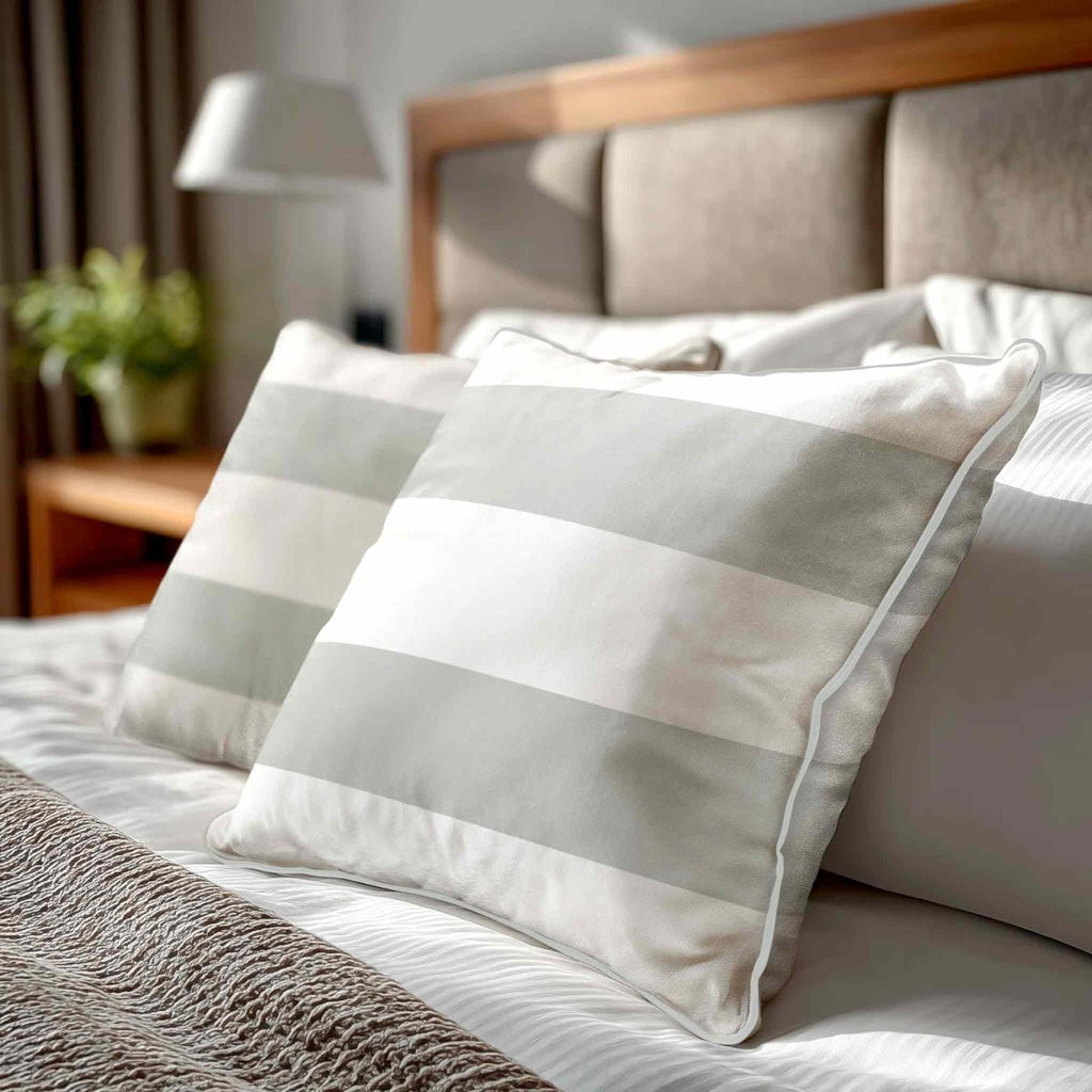 2 Stripes Horizontal | Sustainable Velvet Cushion with Piping - Storm Grey 40 x 40 cm by Izabela Peters