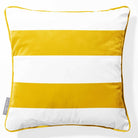2 Stripes Horizontal | Sustainable Velvet Cushion with Piping - Mustard Ochre 40 x 40 cm by Izabela Peters