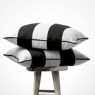 2 Stripes Horizontal | Sustainable Velvet Cushion with Piping - Charcoal 40 x 40 cm by Izabela Peters