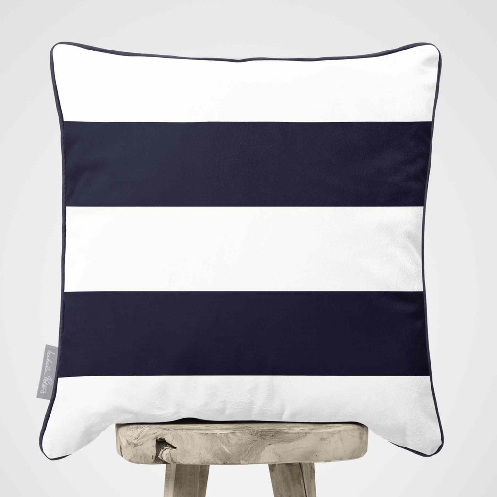 2 Stripes Horizontal | Sustainable Velvet Cushion with Piping - Graphite 40 x 40 cm by Izabela Peters