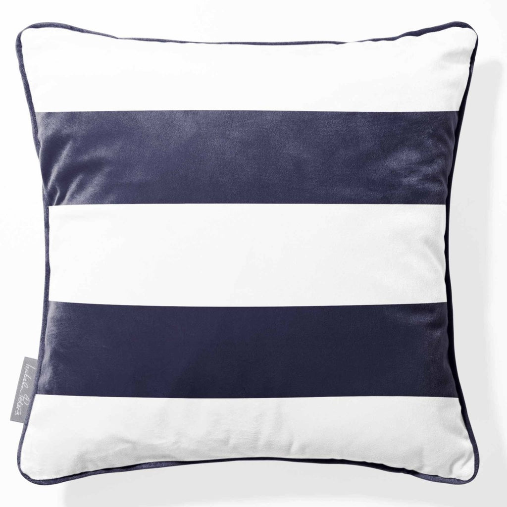 2 Stripes Horizontal | Sustainable Velvet Cushion with Piping - Graphite 40 x 40 cm by Izabela Peters