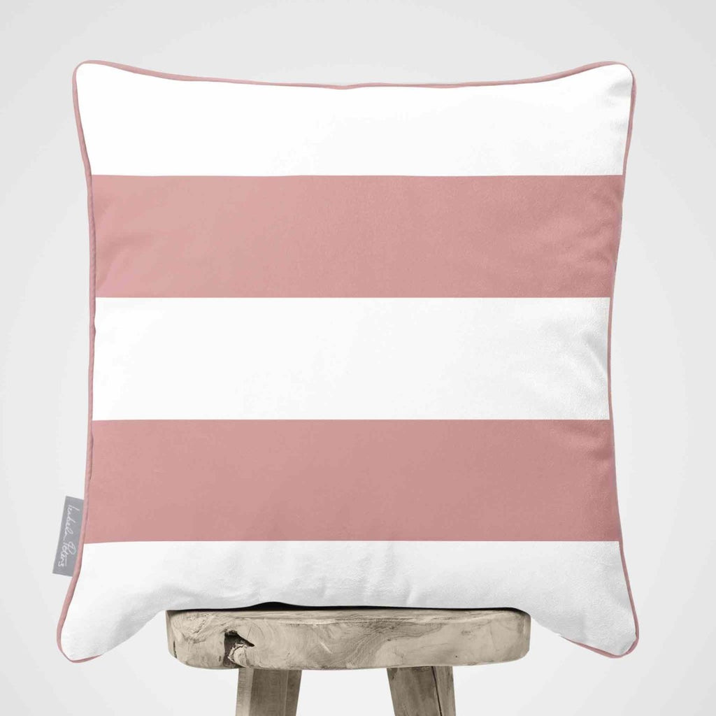 2 Stripes Horizontal | Sustainable Velvet Cushion with Piping - Rosewater 40 x 40 cm by Izabela Peters