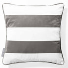 2 Stripes Horizontal | Sustainable Velvet Cushion with Piping - Beluga 40 x 40 cm by Izabela Peters