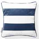 2 Stripes Horizontal | Sustainable Velvet Cushion with Piping - Petrol Blue 40 x 40 cm by Izabela Peters