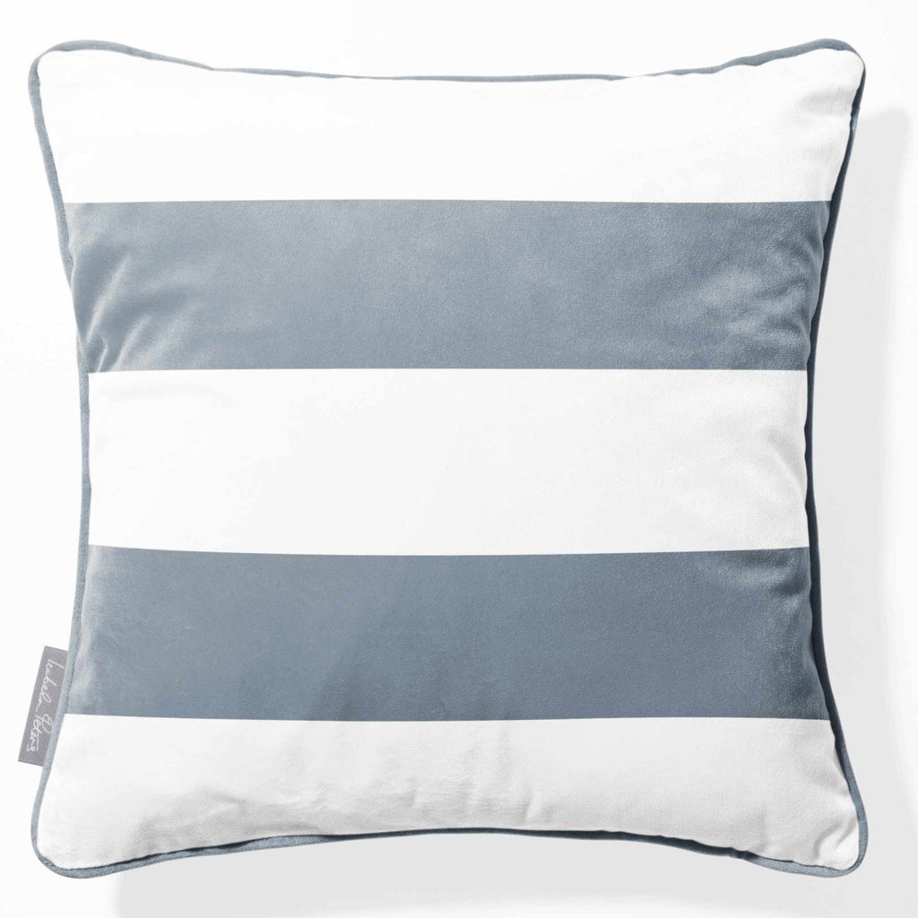 2 Stripes Horizontal | Sustainable Velvet Cushion with Piping - French Grey 40 x 40 cm by Izabela Peters