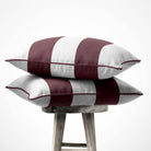 2 Stripes Horizontal | Sustainable Velvet Cushion with Piping - Italian Grape 40 x 40 cm by Izabela Peters