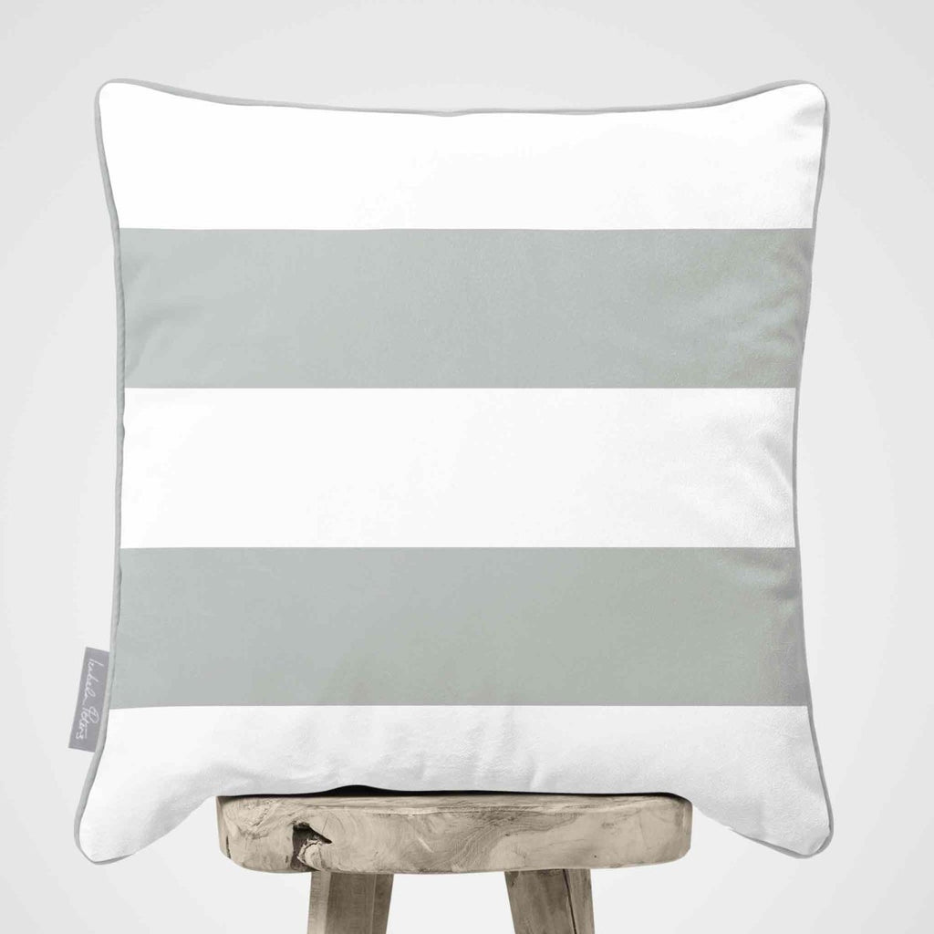 2 Stripes Horizontal | Sustainable Velvet Cushion with Piping - Storm Grey 40 x 40 cm by Izabela Peters