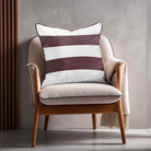 2 Stripes Horizontal | Sustainable Velvet Cushion with Piping - Italian Grape 40 x 40 cm by Izabela Peters
