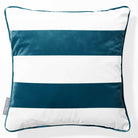 2 Stripes Horizontal | Sustainable Velvet Cushion with Piping - Teal 40 x 40 cm by Izabela Peters