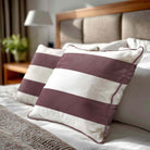 2 Stripes Horizontal | Sustainable Velvet Cushion with Piping - Italian Grape 40 x 40 cm by Izabela Peters