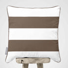 2 Stripes Horizontal | Sustainable Velvet Cushion with Piping - Dovedale Stone 40 x 40 cm by Izabela Peters