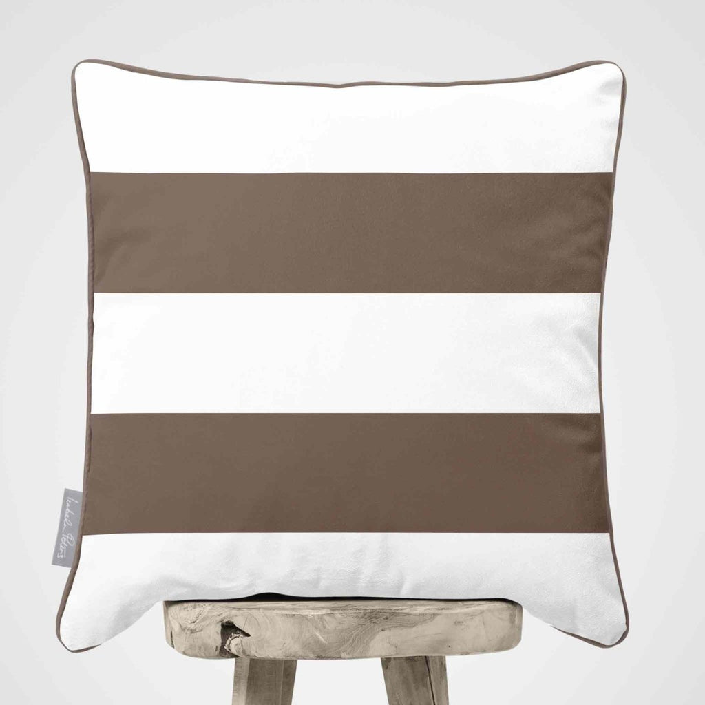 2 Stripes Horizontal | Sustainable Velvet Cushion with Piping - Dovedale Stone 40 x 40 cm by Izabela Peters