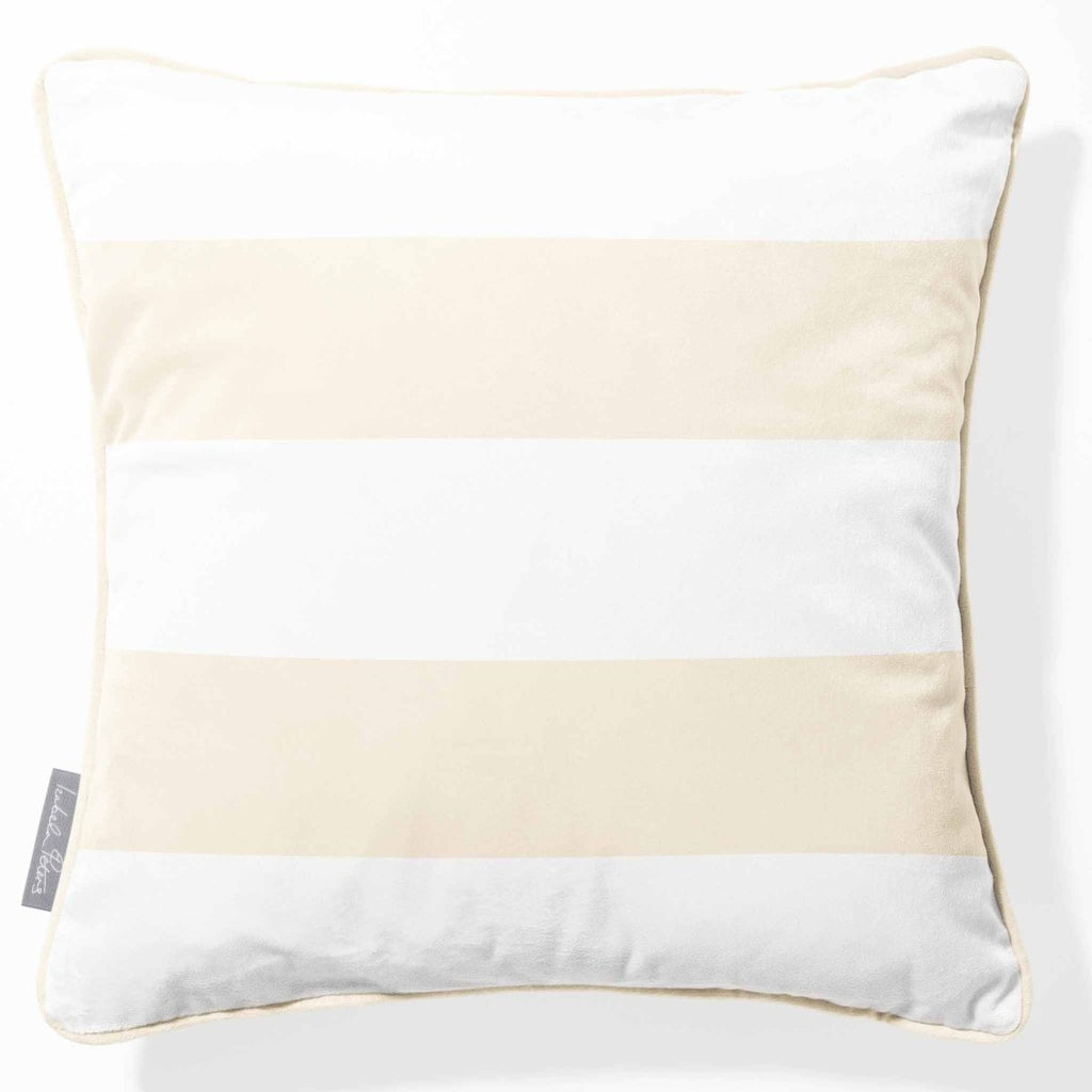 2 Stripes Horizontal | Sustainable Velvet Cushion with Piping - Ivory Cream 40 x 40 cm by Izabela Peters