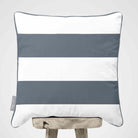 2 Stripes Horizontal | Sustainable Velvet Cushion with Piping - French Grey 40 x 40 cm by Izabela Peters