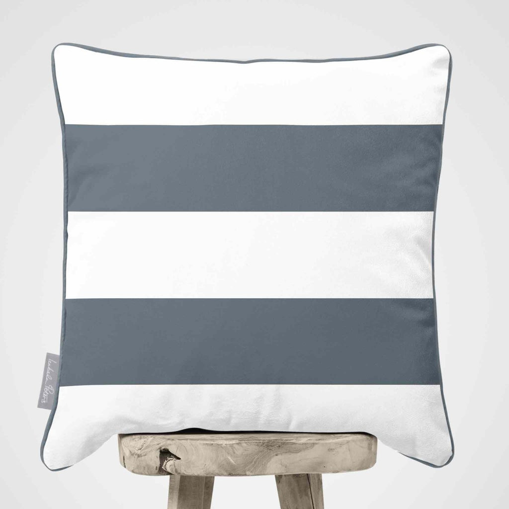 2 Stripes Horizontal | Sustainable Velvet Cushion with Piping - French Grey 40 x 40 cm by Izabela Peters
