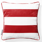 2 Stripes Horizontal | Sustainable Velvet Cushion with Piping - Crimson Muse 40 x 40 cm by Izabela Peters