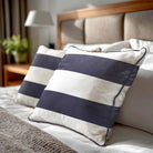 2 Stripes Horizontal | Sustainable Velvet Cushion with Piping - Graphite 40 x 40 cm by Izabela Peters