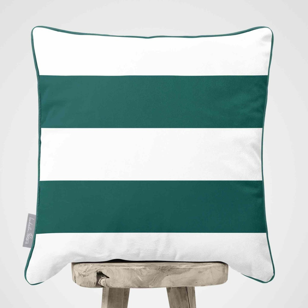 2 Stripes Horizontal | Sustainable Velvet Cushion with Piping - Forest Biome 40 x 40 cm by Izabela Peters