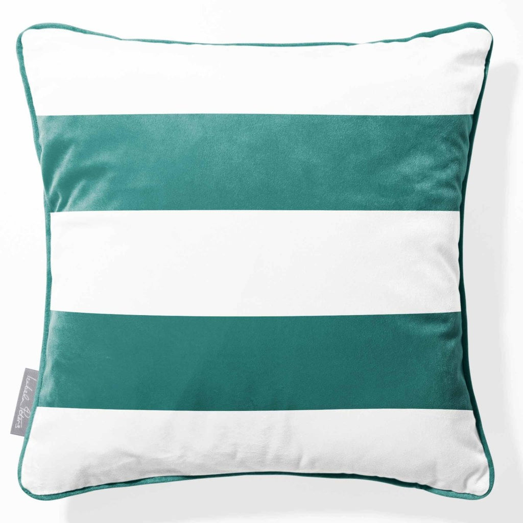 2 Stripes Horizontal | Sustainable Velvet Cushion with Piping - Forest Biome 40 x 40 cm by Izabela Peters