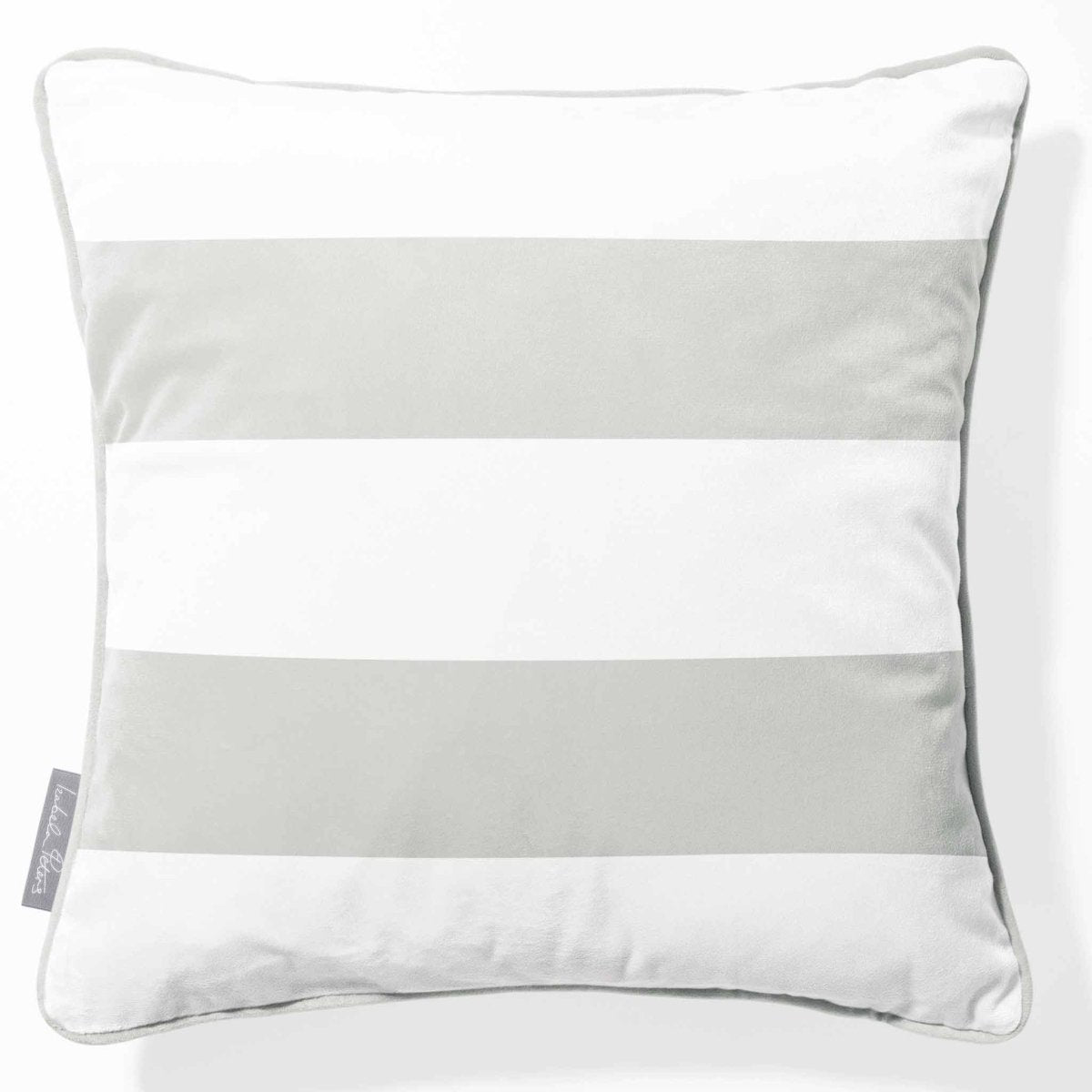 2 Stripes Horizontal | Sustainable Velvet Cushion with Piping - Storm Grey 40 x 40 cm by Izabela Peters