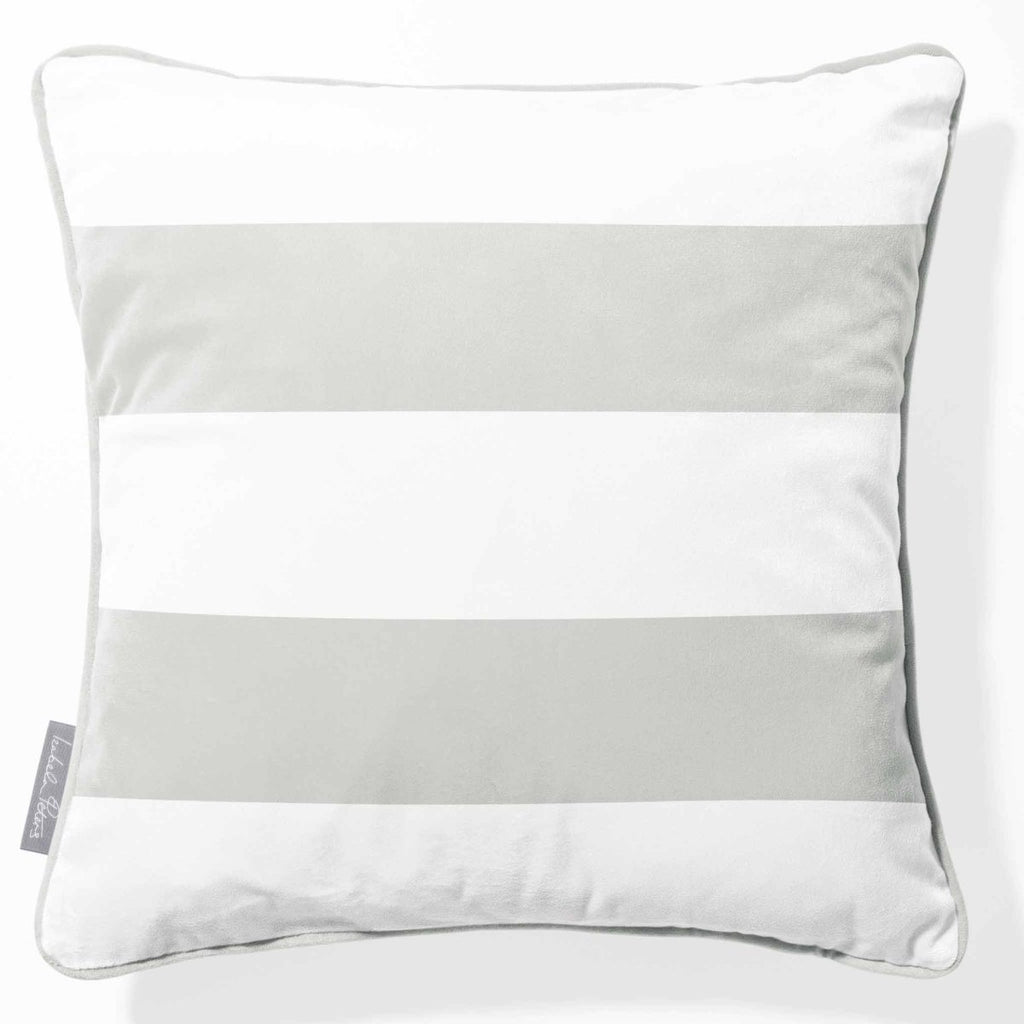 2 Stripes Horizontal | Sustainable Velvet Cushion with Piping - Storm Grey 40 x 40 cm by Izabela Peters