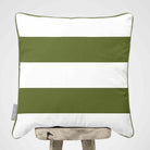 2 Stripes Horizontal | Sustainable Velvet Cushion with Piping - Sage 40 x 40 cm by Izabela Peters