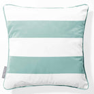 2 Stripes Horizontal | Sustainable Velvet Cushion with Piping - Blue Surf 40 x 40 cm by Izabela Peters