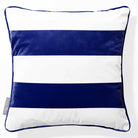 2 Stripes Horizontal | Sustainable Velvet Cushion with Piping - Midnight 40 x 40 cm by Izabela Peters