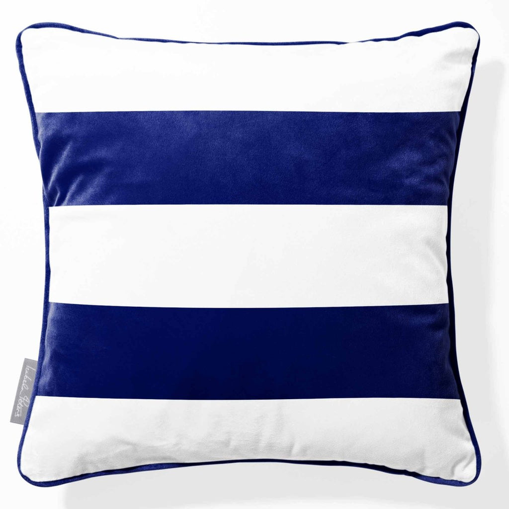 2 Stripes Horizontal | Sustainable Velvet Cushion with Piping - Midnight 40 x 40 cm by Izabela Peters