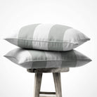 2 Stripes Horizontal | Sustainable Velvet Cushion with Piping - Storm Grey 40 x 40 cm by Izabela Peters