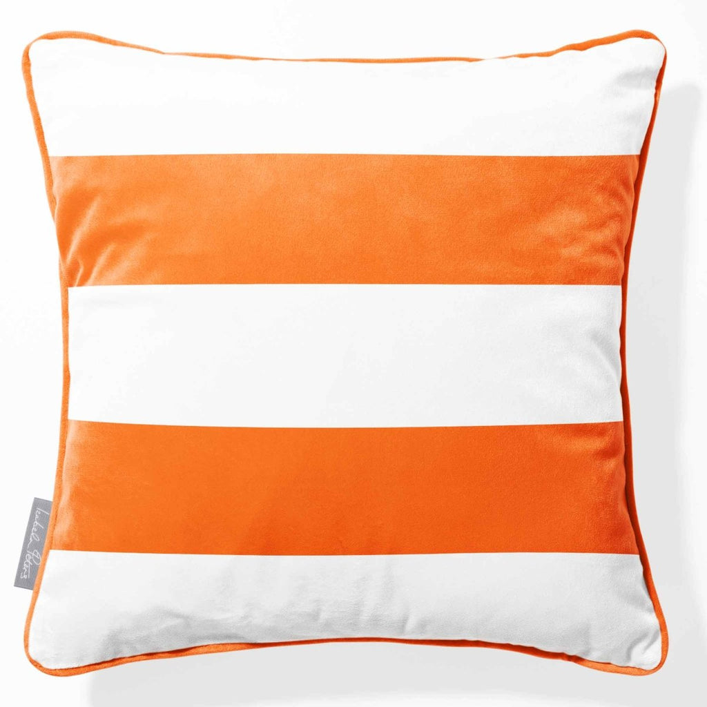 2 Stripes Horizontal | Sustainable Velvet Cushion with Piping - Burnt Orange 40 x 40 cm by Izabela Peters